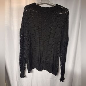 Chic Black Lace Knit Sweater